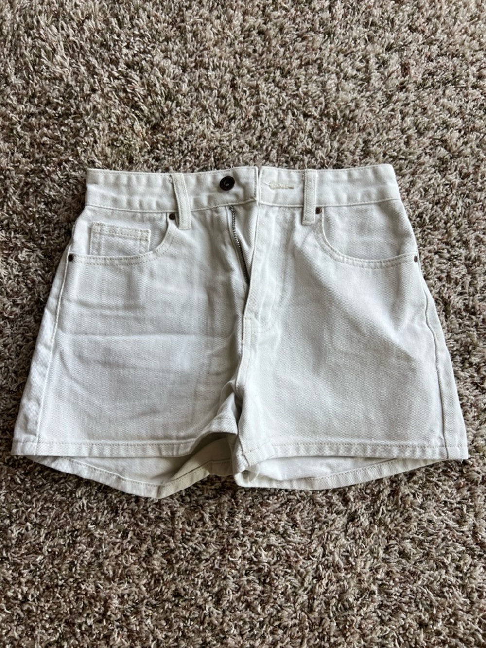 Cotton On White High-Rise Denim Shorts